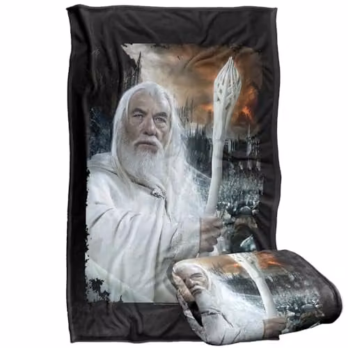 Warner Bros. The Lord Of The Rings Gandalf The White Super Soft Fleece Throw Blanket, W/D/H: 91 x 147 cm, White/Multicolour