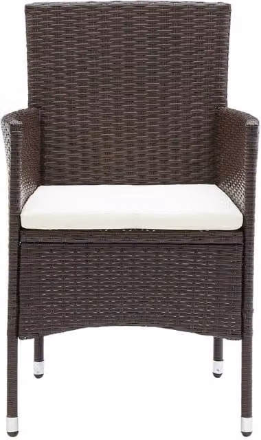 Berkfield Home Modern Garden Dining Chairs, 4 Piece Set, Brown Poly Rattan and Metal, H 84 x W 53 x D 58 cm – 1