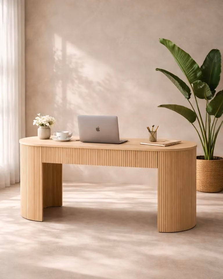 Tommy Franks Lantine Writing Desk in Ash Oak and Beige