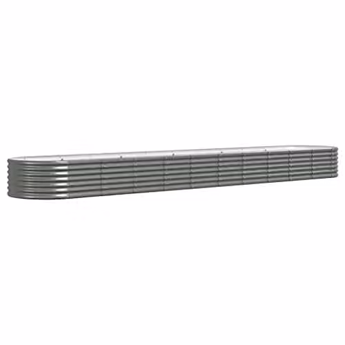 vidaXL Galvanised Steel Garden Raised Bed, Grey, W: 440 cm, D: 80 cm, H: 36 cm – 1