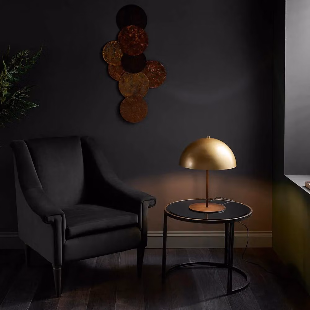 Loops 2 Pack Dark Bronze Table Lamps with Gold Metal Dome Shades – 2