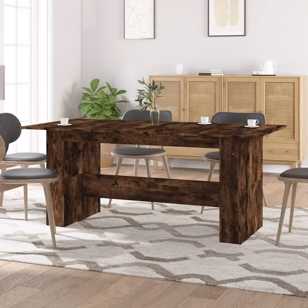 Berkfield Home Elegant Rectangular Dining Table in Smoked Oak Brown, W/D/H: 180 x 90 x 76 cm – 2