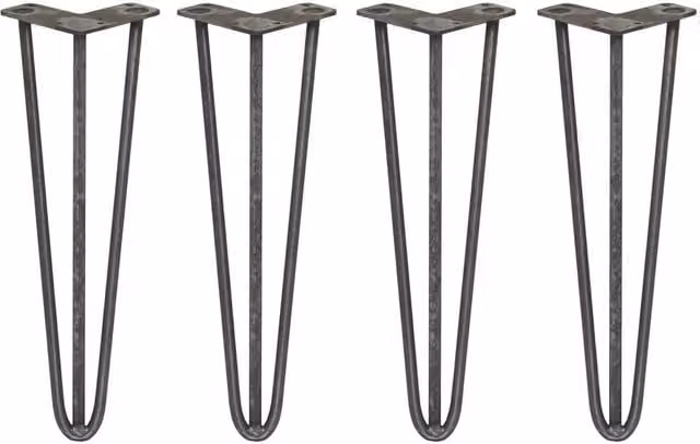 Monstershop Pack of 4 Raw Steel Hairpin Legs in Silver, 16 inch (40.64 cm) – 1