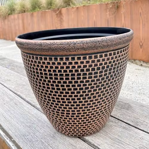 Gr8 Garden Cromarty Round Plastic Plant Pot Planter, Orange, Pack of 2, Diameter: 36 cm – 2