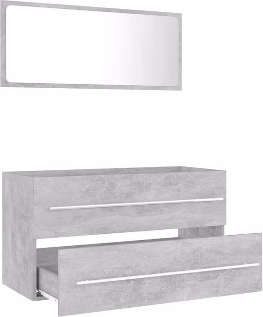 Berkfield Home Modern 2 Piece Bathroom Furniture Set in Grey, including Vanity Unit and Mirror Cabinet, W/D/H: 80 x 38.5 x 48 cm and 90 x 38.5 x 38.5 cm
