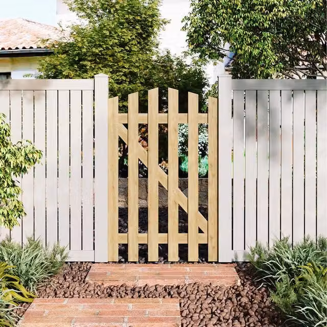 Komore Brown Spruce Wood Garden Swing Gate with Latch, W/H: 76 x 120 cm