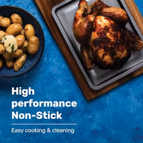 BetterWare Set of 2 Non-Stick Carbon Steel Rectangular Air Fryer Mini Deep Dishes, Grey, W: 16.5 cm – 6