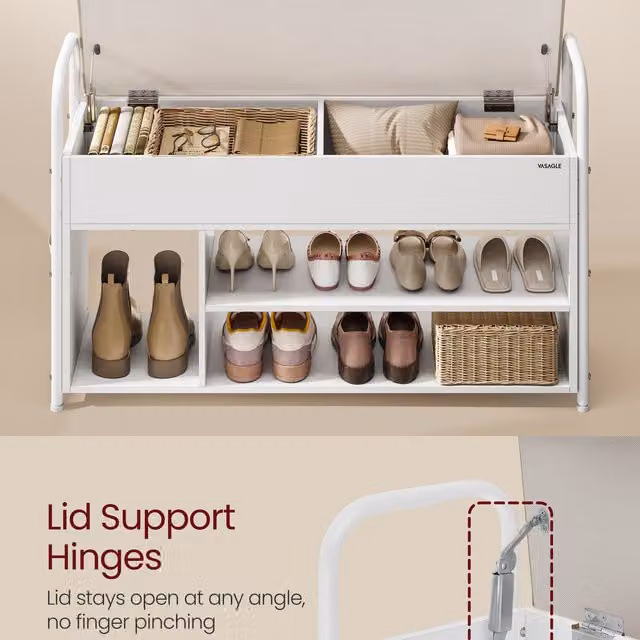VASAGLE Modern Shoe Storage Bench in Brown and White