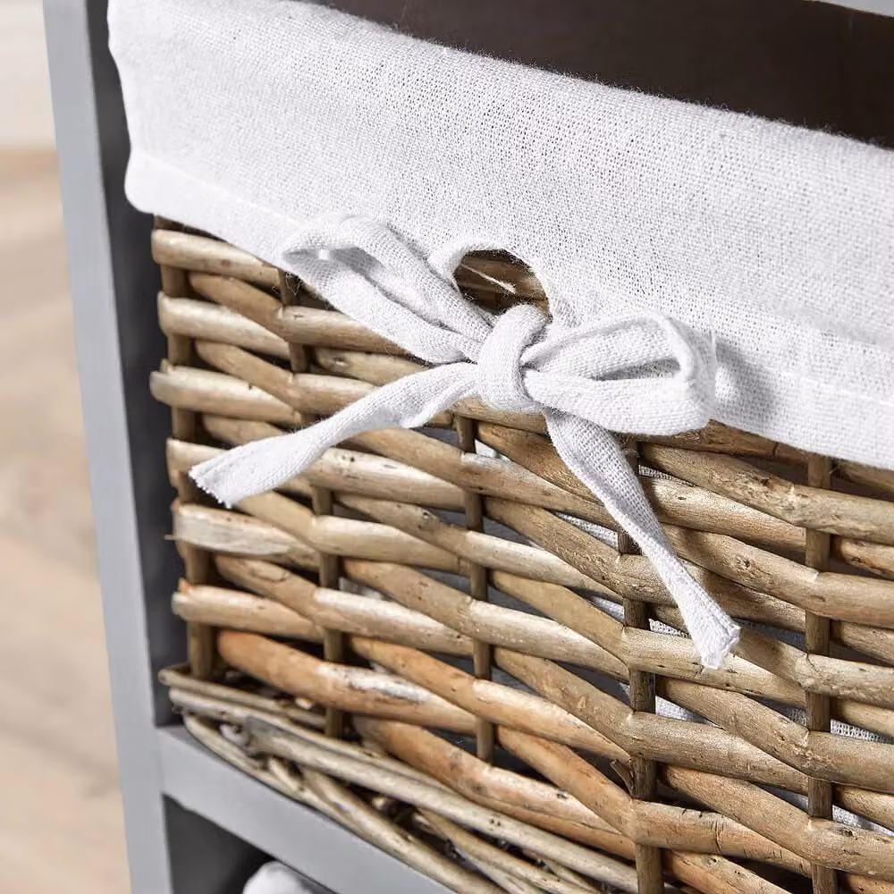 Home Source Lichfield 6 Wicker Basket Drawer Chest Storage Unit in Grey – 3