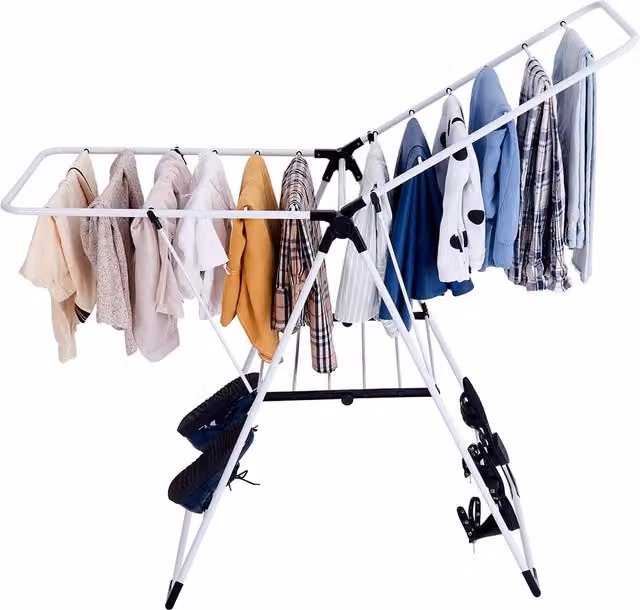 COSTWAY White Coated Steel Clothes Drying Rack and Hanger