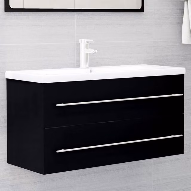 Berkfield Home Sink Cabinet in Black, W: 100 cm, D: 48 cm, H: 38.5 cm – 1