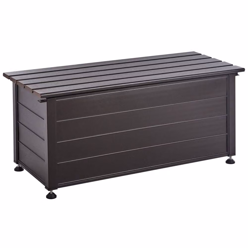 Wyld and Coco Aluminium Garden Storage Box in Dark Brown, Weatherproof Outdoor Metal Storage – 4