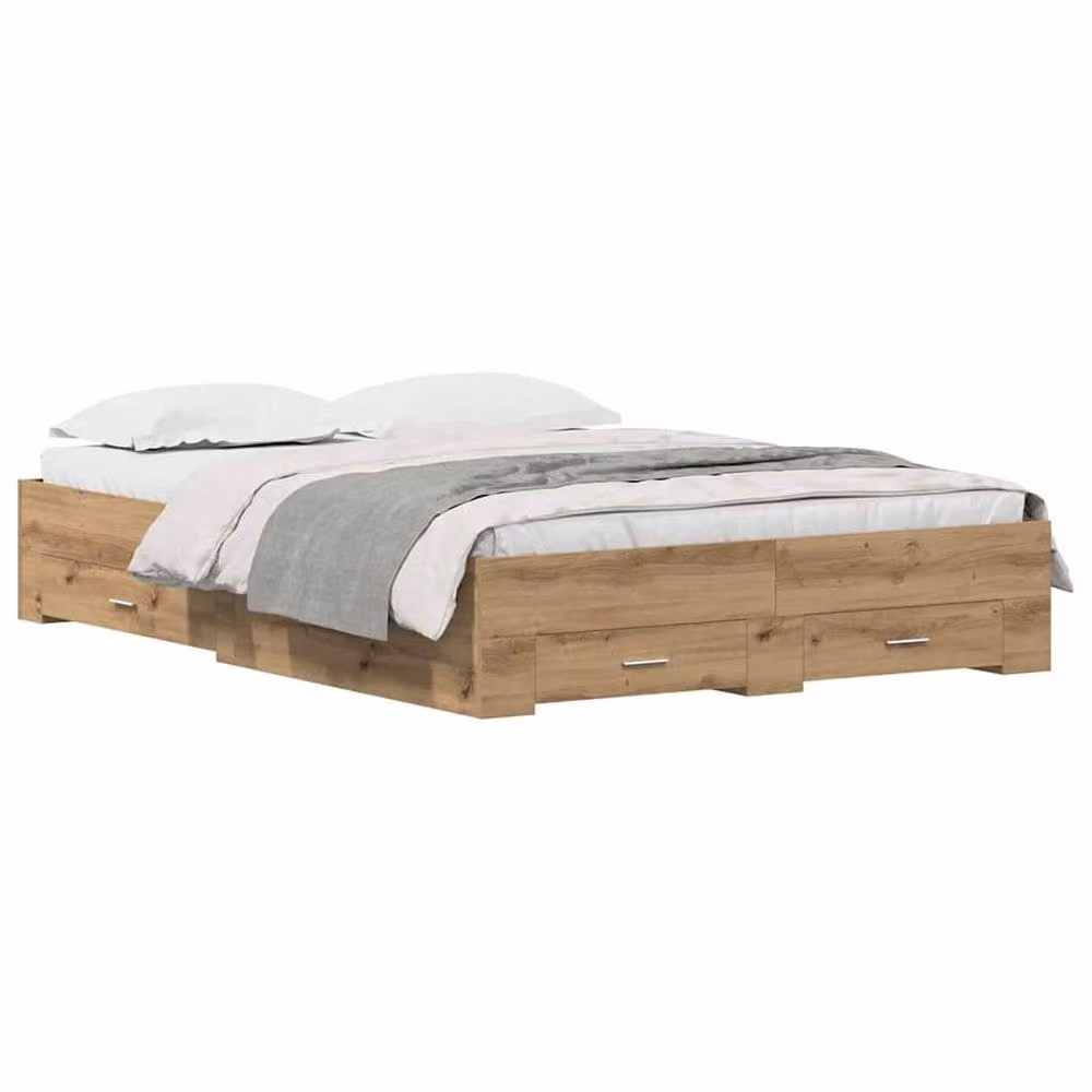 Berkfield Home Artisan Oak Bed Frame with Drawers, Brown, 140 x 200 cm – 2