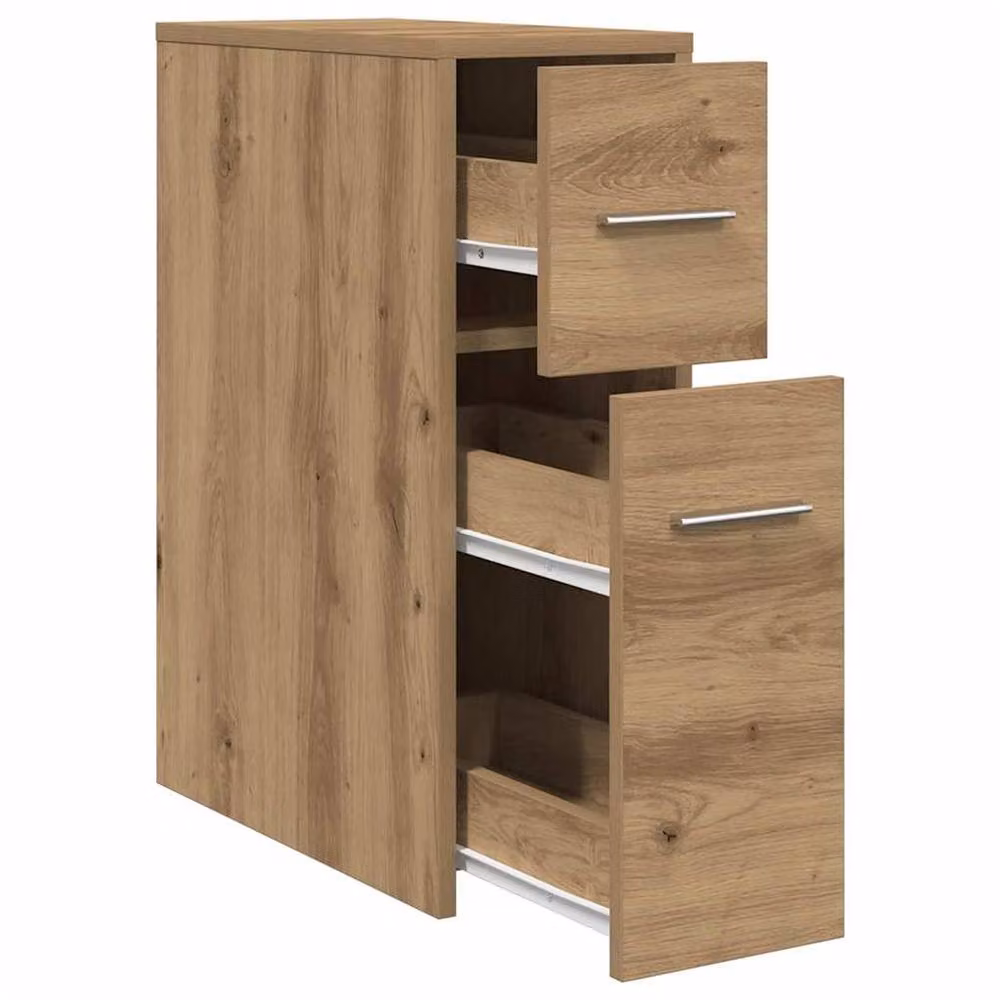 Berkfield Home Narrow Bathroom Cupboard with Wheels in Artisan Oak Brown, W/D/H: 22.0 x 44.0 x 61.5 cm – 3