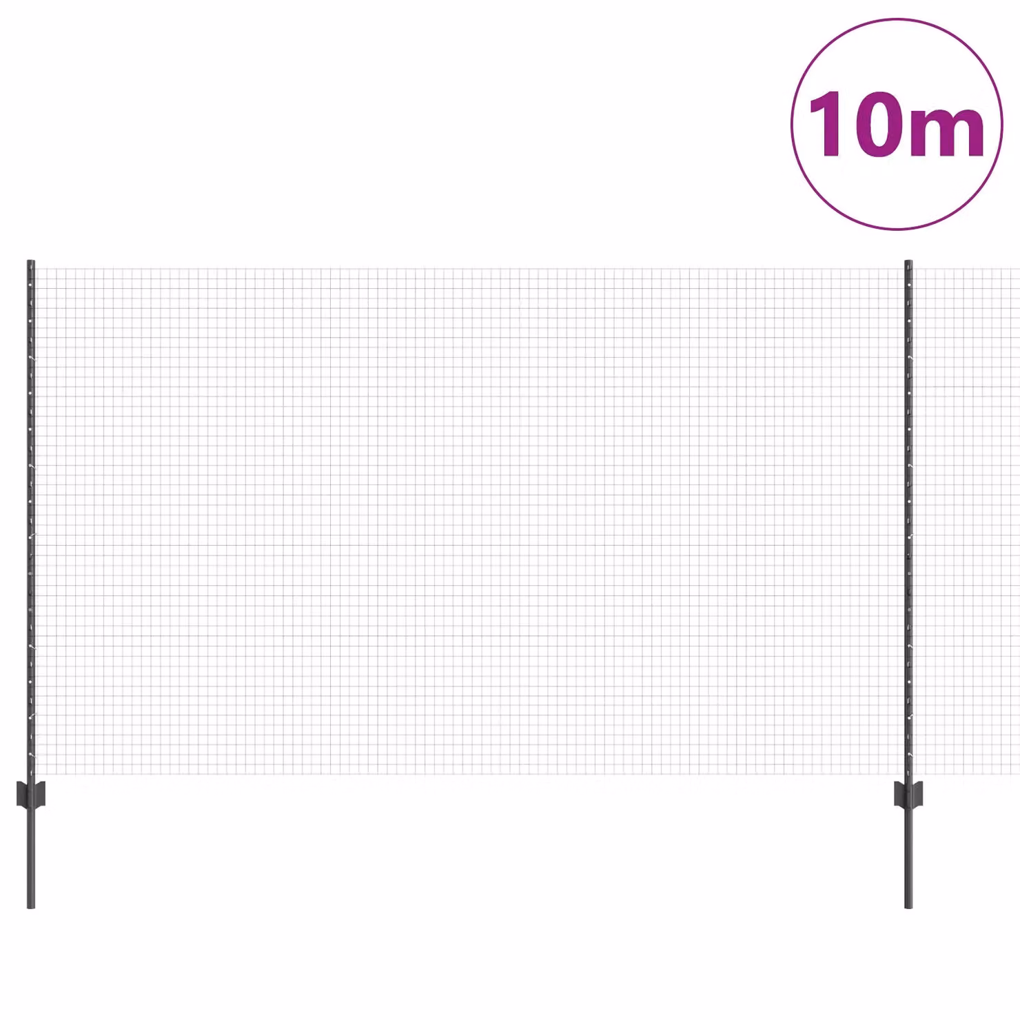 Berkfield Home Grey Steel Welded Wire Fence with 10 U-Profile Posts, W: 10 m, H: 1.4 m – 2