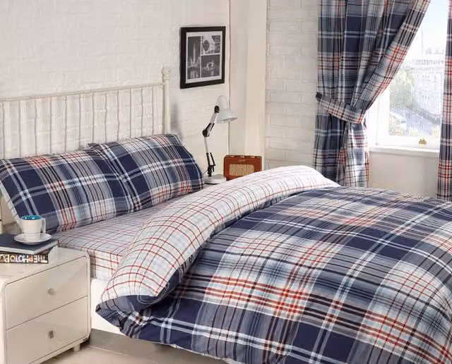Rapport Home Brandon Check Room In A Bag Bedding Set in Blue, Red and Multicolour, including Duvet Cover, Fitted Sheet and Pillowcases, W: 180 cm, L: 200 cm – 7
