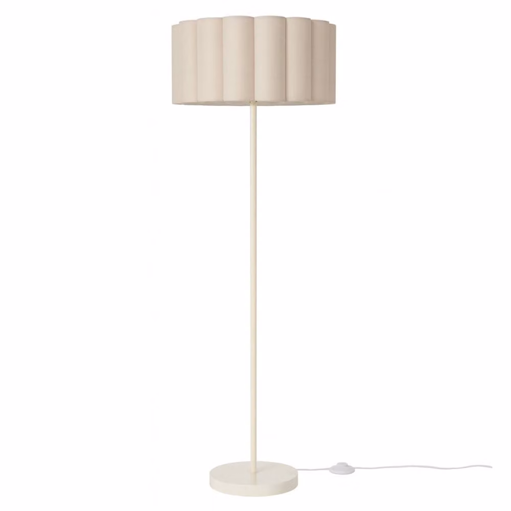 CGC Lighting Lena Cream and White Straight Floor Lamp with Large Scalloped Fabric Lampshade – 2
