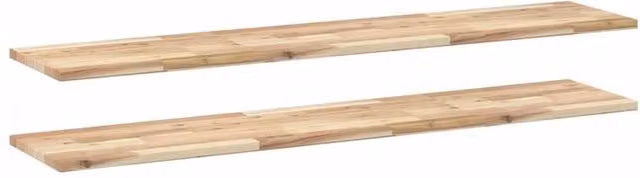 Berkfield Home Set of 2 Floating Shelves in Brown Untreated Solid Acacia Wood, W/D/H: 120 x 30 x 2 cm