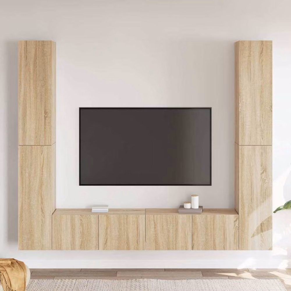Berkfield Home Practical 6 Piece TV Cabinet Set in Light Oak Sonoma Oak Engineered Wood – 2