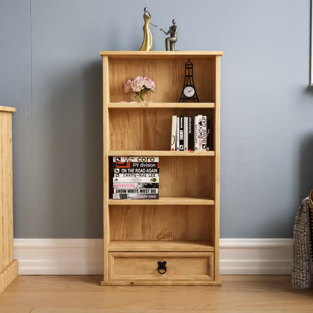 Vida Designs Rustic Waxed Pine DVD Rack in Brown