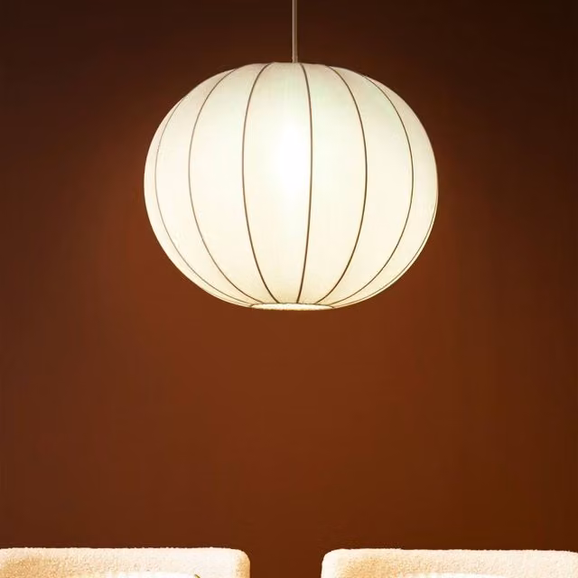 Wyld and Coco White Pleated Nylon Spherical Pendant Lamp – 1