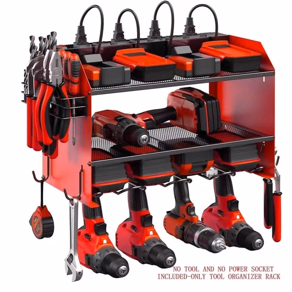 EONLION Heavy Duty Steel Power Tool Organizer and Drill Holder, Red, W: 100 cm, H: 200 cm – 3