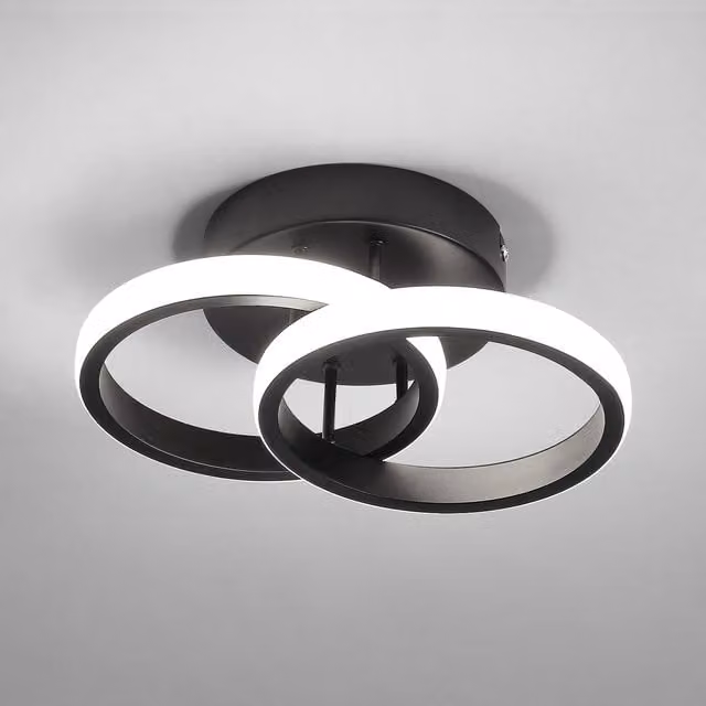 GOECO Double Circle LED Wall Light, 22W Aluminium, Black and White, 25 cm
