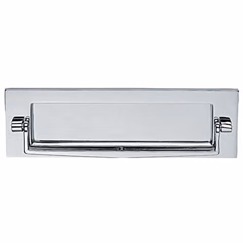 Loops Inward Opening Letter Plate with Knocker in Polished Chrome, 226mm Fixing Centres