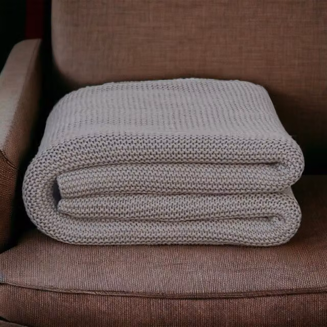 Artisan Furniture Grey Knitted Double Throw