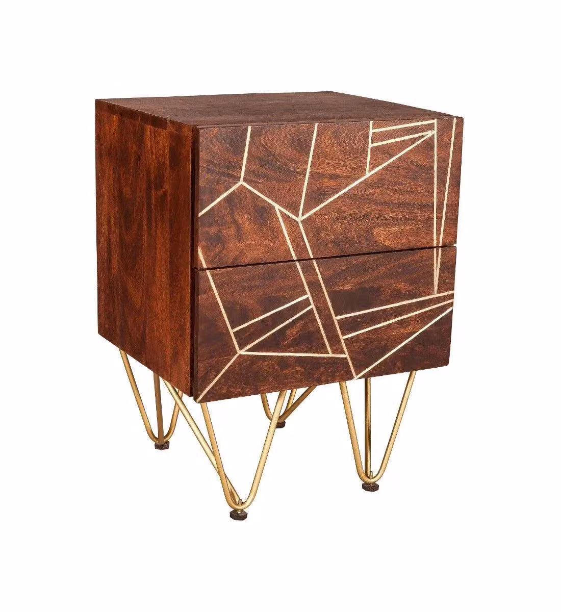 IH Design Deiondre Side Table in Brown Mango Wood and Gold Metal – 2
