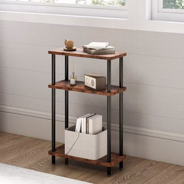 Levede Modern 3 Tier Slim Side Table in Black and Brown