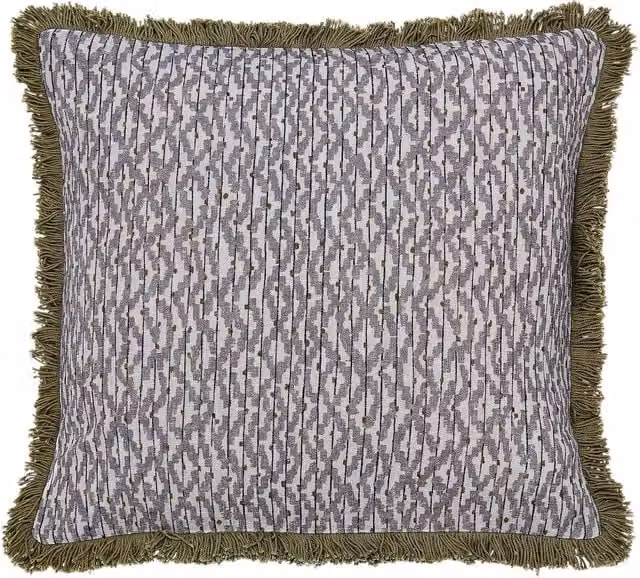 Bedeck of Belfast Kaiza Square Cotton Cushion, Grey and Silver, W/D/H: 50 x 50 x 50 cm