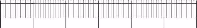 Berkfield Home Black Powder-Coated Steel Spear Top Garden Fence, W: 10.2 m, H: 1 m – 1