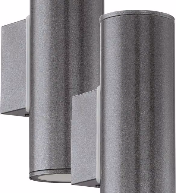 Loops 2 Pack Anthracite Outdoor Wall Light IP44 Modern Metal Lanterns for Garden with GU10 Bulb Compatibility
