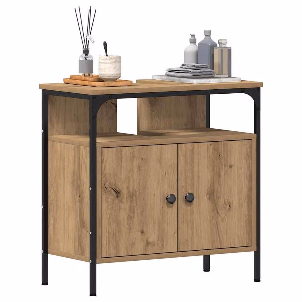 Berkfield Home Artisan Oak Bathroom Sink Cabinet, Brown, W/D/H: 60 x 30 x 60 cm – 2