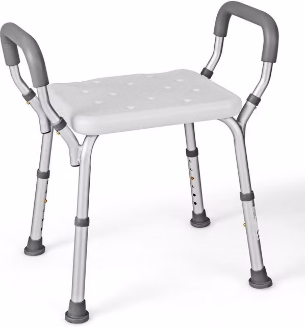 Costway Height Adjustable Shower Bench and Bath Stool in White – 1