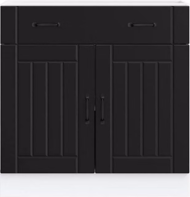 Berkfield Home Lucca Kitchen Base Cabinet in Black Matt MDF, H 81.5 x W 80.0 x D 46.0 cm – 1
