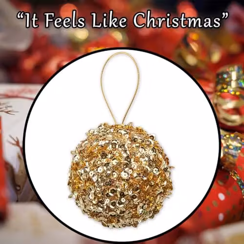 VFM e-Store Gold Christmas Hanging Bauble Decoration – 6