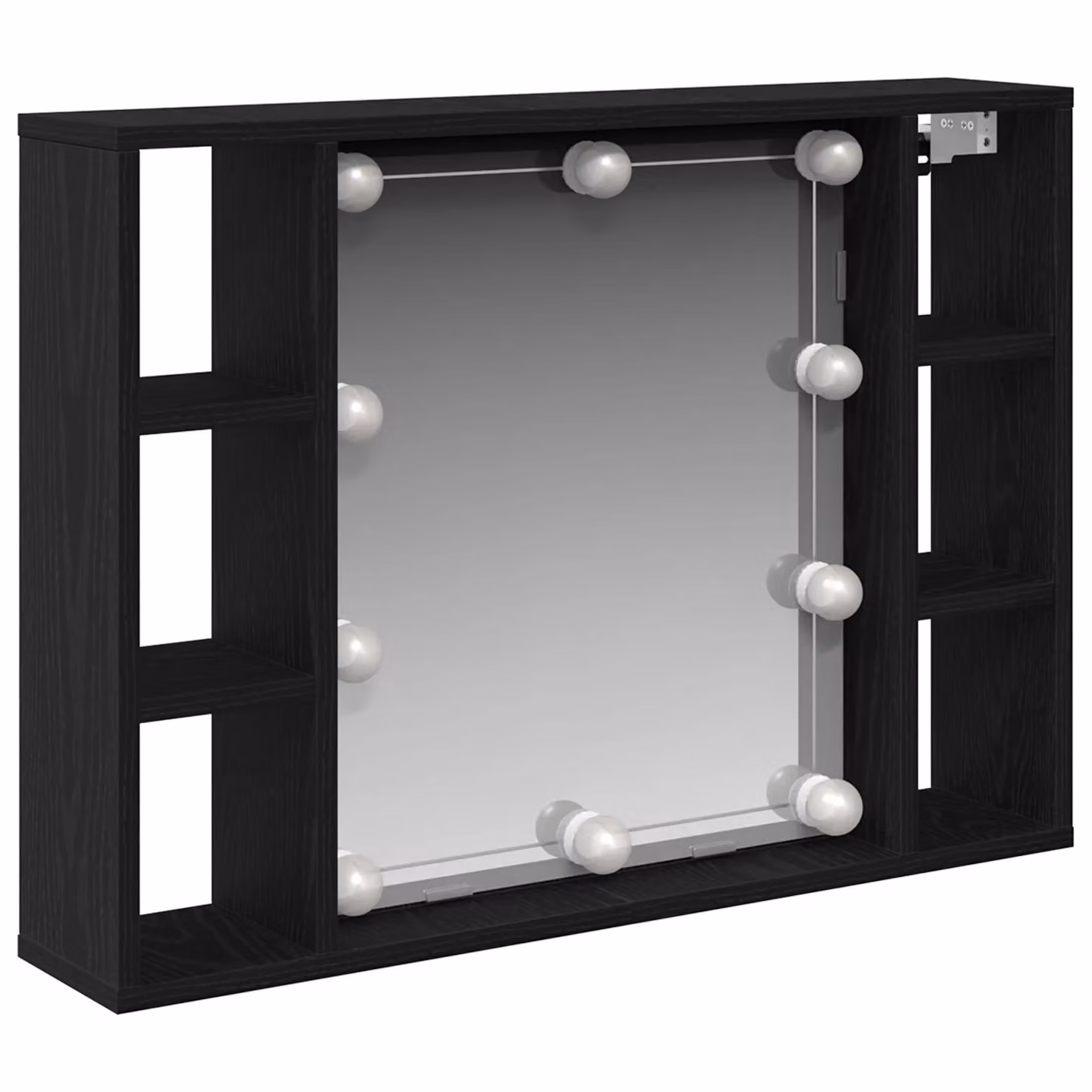 Berkfield Home LED Mirror Cabinet in Black Oak, W/D/H: 76 x 15 x 55 cm – 2
