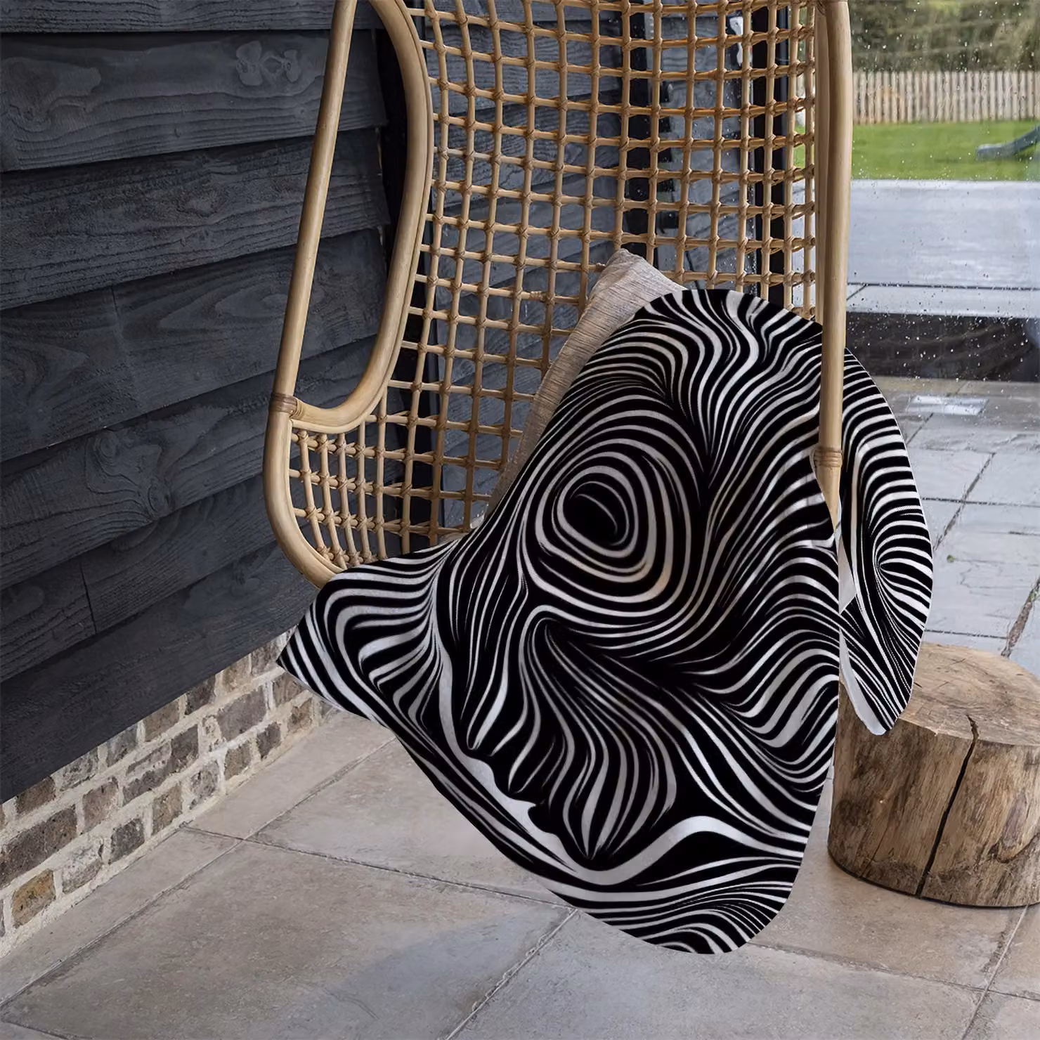 Benjamin Tate Design Woodcut Style Human Soul Fleece Blanket in Black and Beige, W/D/H: 120 x 150 cm – 3