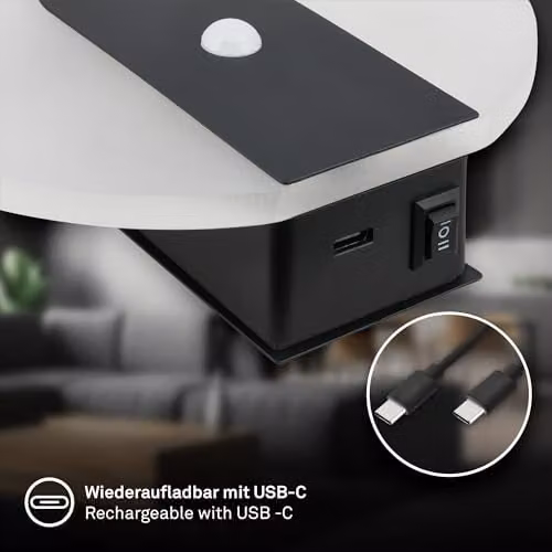 Briloner Sticklights Rechargeable LED Wall Light with Motion and Dusk Sensor, Black, W/D/H: 15.0 x 3.7 x 14.7 cm – 7