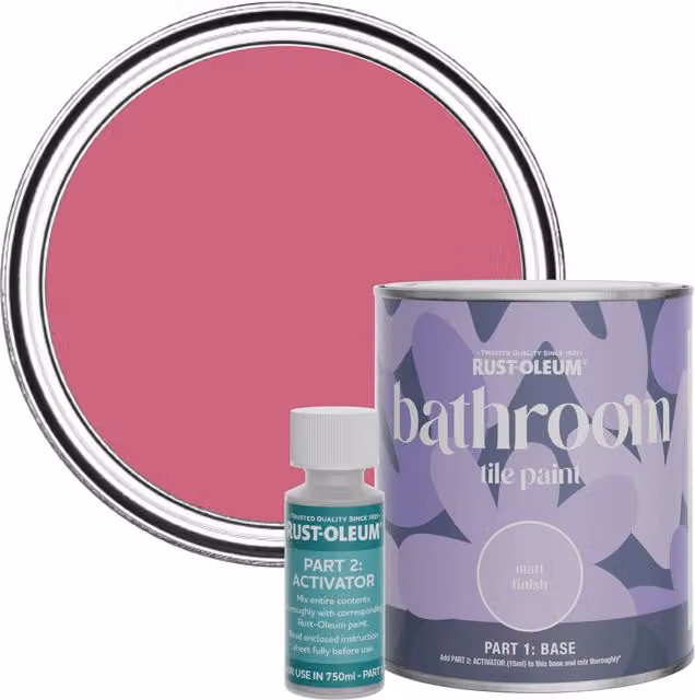 Rust-Oleum Bathroom Tile Paint in Matt Finish, Raspberry Ripple, Pink, 0.75 l