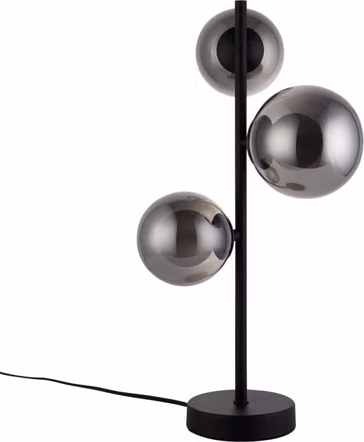 First Choice Lighting Cole Table Lamp in Black with Grey Smoked Glass