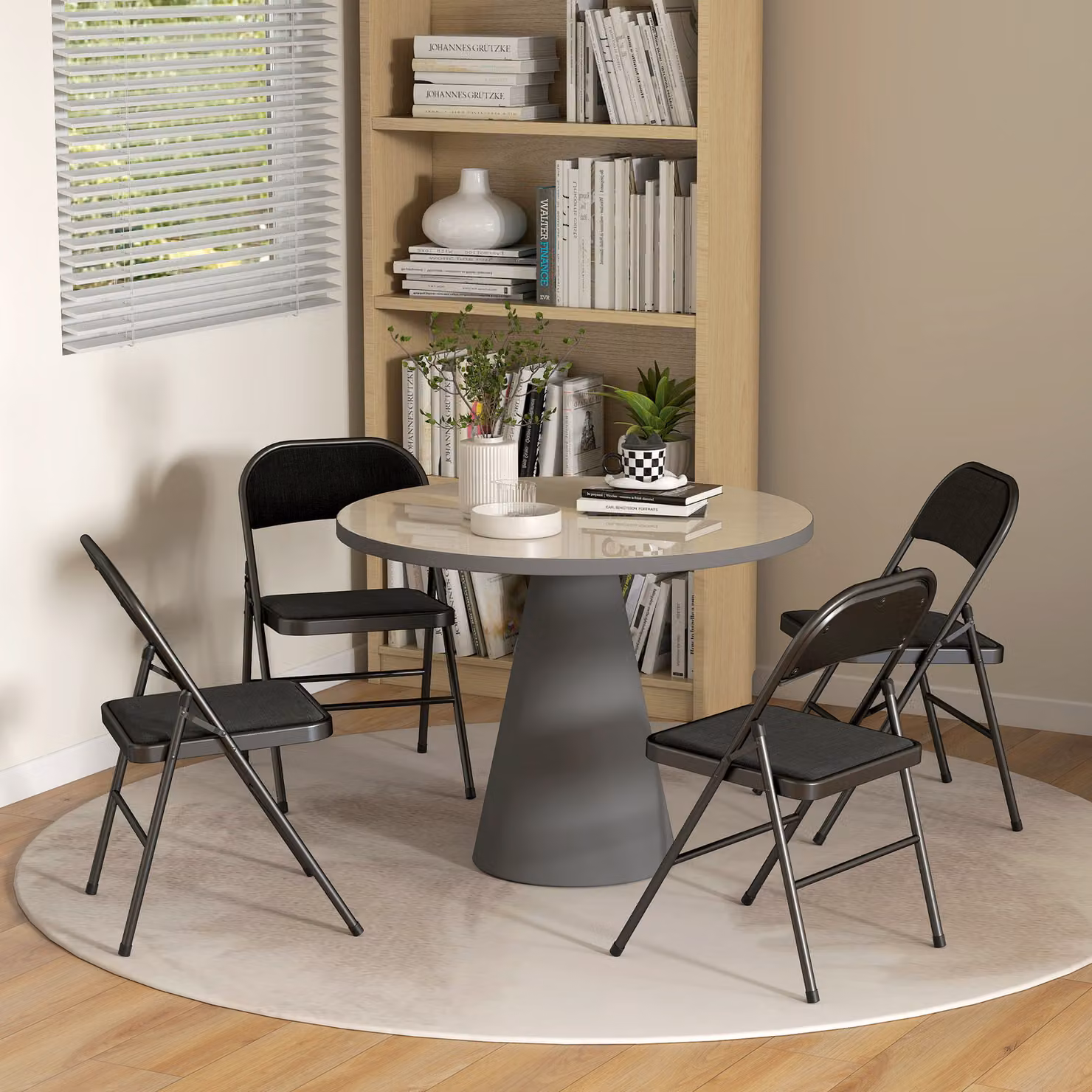 HOMCOM Set of Four Modern Black Cushioned Steel Folding Chairs – 7