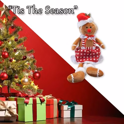 VFM e-Store Christmas Gingerbread Woman Decoration, Red and Multicolour, H 62 cm x W 22 cm x D 22 cm – 6