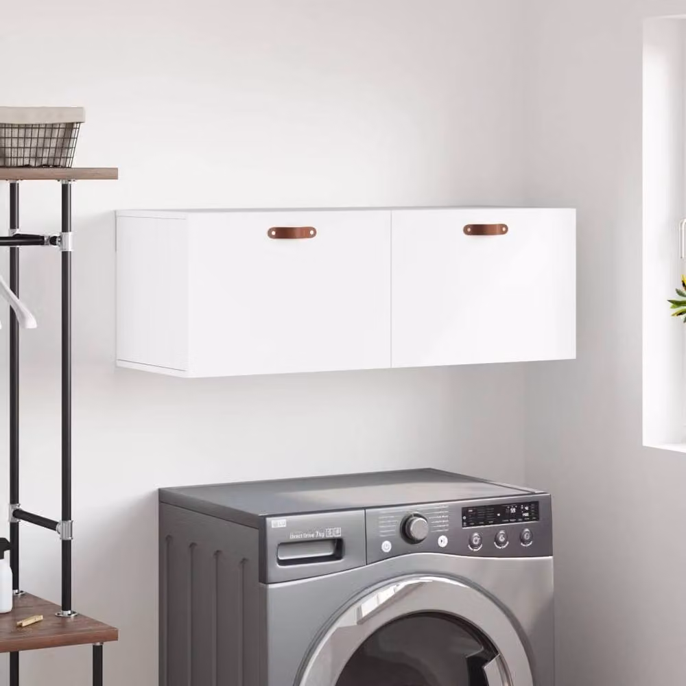 Berkfield Home White Wall Mounted Cabinet with Hinged Doors and Internal Shelves, W/D/H: 100 x 36.5 x 35 cm – 2
