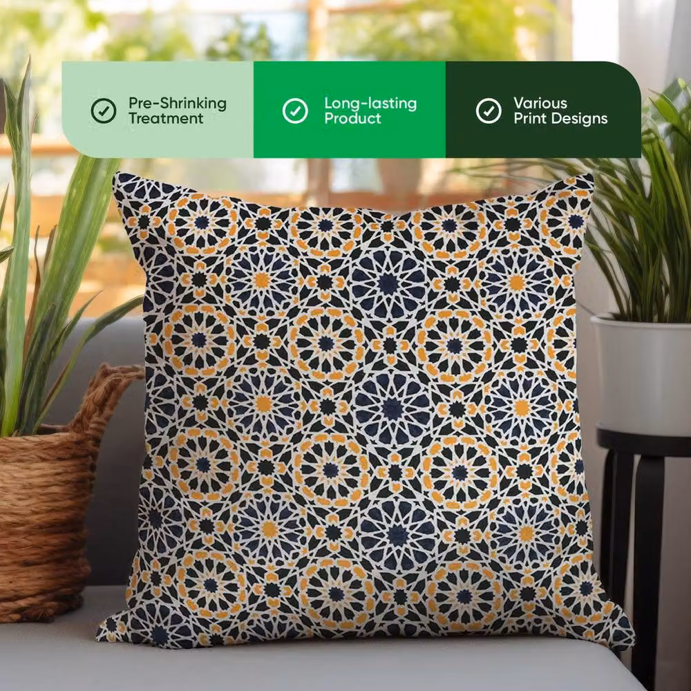Gardenwize Casablanca Pack of 2 Moroccan Graphic Cushion Covers, Blue and Multicolour, W/D/H: 45 x 45 x 45 cm – 3