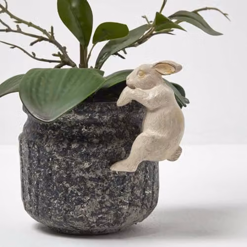 Homescapes White Rabbit Hanging Pot Hanger Figurine