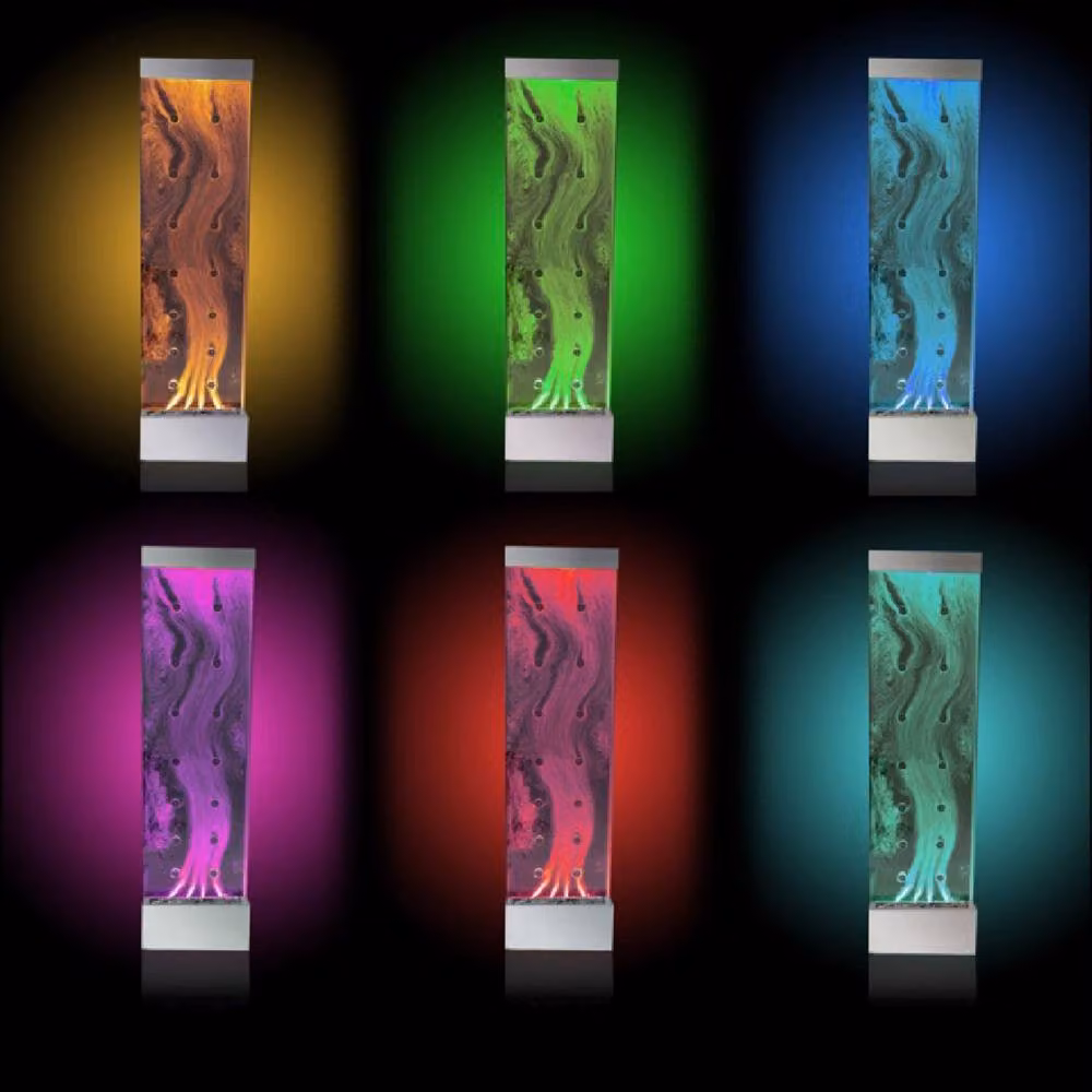 Primrose Bubble Water Wall with Colour Changing LEDs in Metallic Silver Stainless Steel, Height: 183 cm – 3
