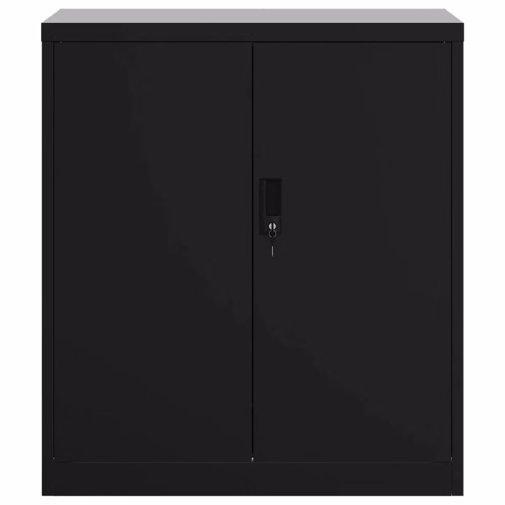 Berkfield Home Black Steel Freestanding File Cabinet with Hinged Doors and Lock, W/D/H: 79 x 40 x 90 cm – 2
